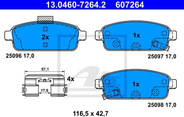 ATE 13.0460-7264.2 - Kit pastiglie freno, Freno a disco www.autoricambi360.it