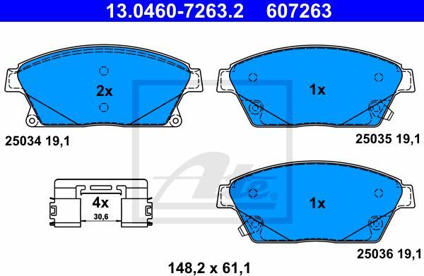 ATE 13.0460-7263.2 - Kit pastiglie freno, Freno a disco www.autoricambi360.it