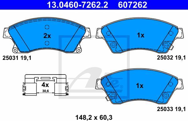 ATE 13.0460-7262.2 - Kit pastiglie freno, Freno a disco www.autoricambi360.it