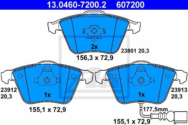 ATE 13.0460-7200.2 - Kit pastiglie freno, Freno a disco www.autoricambi360.it