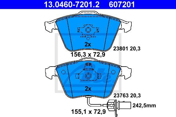 ATE 13.0460-7201.2 - Kit pastiglie freno, Freno a disco www.autoricambi360.it