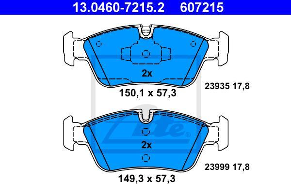 ATE 13.0460-7215.2 - Kit pastiglie freno, Freno a disco www.autoricambi360.it