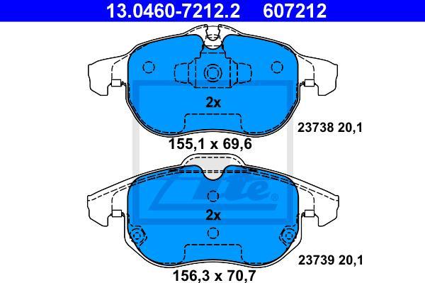 ATE 13.0460-7212.2 - Kit pastiglie freno, Freno a disco www.autoricambi360.it