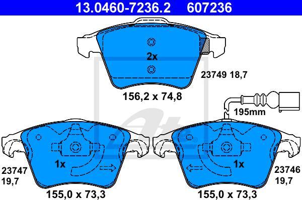 ATE 13.0460-7236.2 - Kit pastiglie freno, Freno a disco www.autoricambi360.it