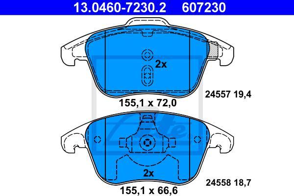 ATE 13.0460-7230.2 - Kit pastiglie freno, Freno a disco www.autoricambi360.it