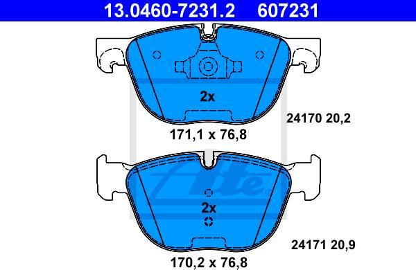 ATE 13.0460-7231.2 - Kit pastiglie freno, Freno a disco www.autoricambi360.it