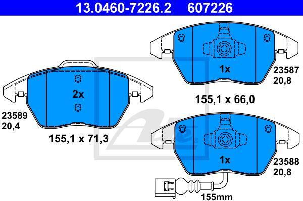 ATE 13.0460-7226.2 - Kit pastiglie freno, Freno a disco www.autoricambi360.it