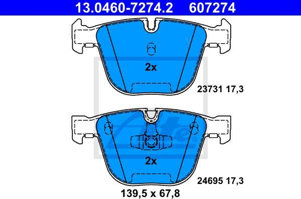 ATE 13.0460-7274.2 - Kit pastiglie freno, Freno a disco www.autoricambi360.it