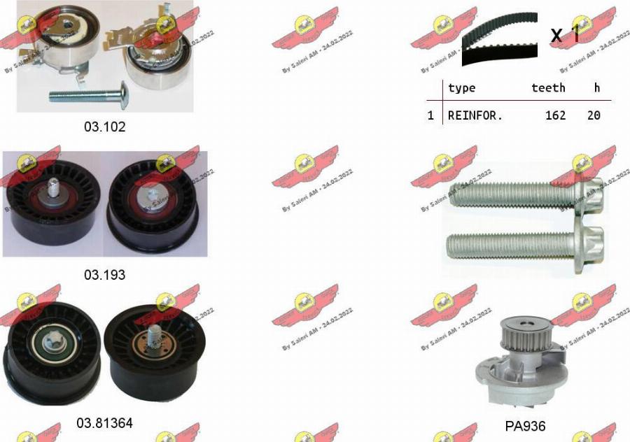 Autokit 04.5296PA3 - Pompa acqua + Kit cinghie dentate www.autoricambi360.it