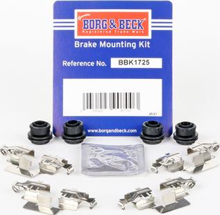 Borg & Beck BBK1725 - Kit accessori, Pastiglia freno www.autoricambi360.it