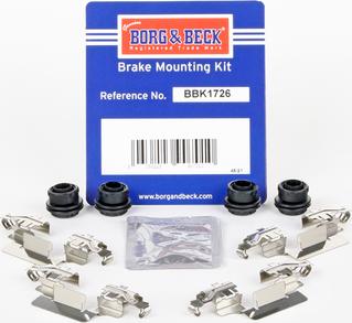 Borg & Beck BBK1726 - Kit accessori, Pastiglia freno www.autoricambi360.it