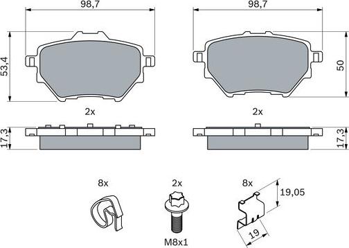 BOSCH 0 986 494 998 - Kit pastiglie freno, Freno a disco www.autoricambi360.it