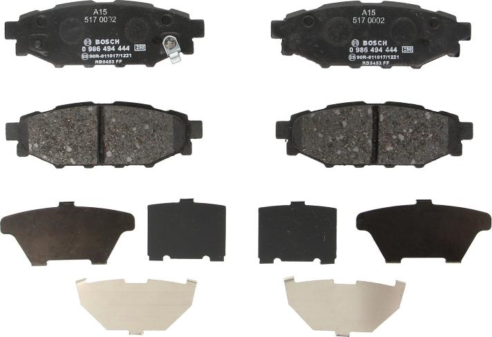 BOSCH 0 986 494 444 - Kit pastiglie freno, Freno a disco www.autoricambi360.it