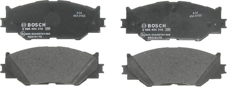 BOSCH 0 986 494 316 - Kit pastiglie freno, Freno a disco www.autoricambi360.it