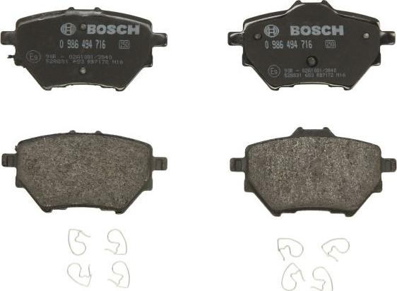 BOSCH 0 986 494 716 - Kit pastiglie freno, Freno a disco www.autoricambi360.it