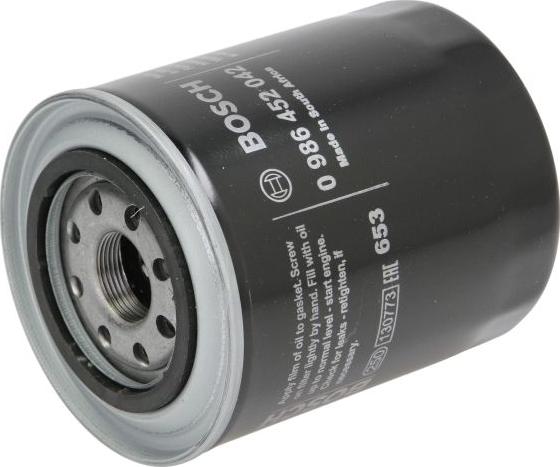BOSCH 0 986 452 042 - Filtro olio www.autoricambi360.it