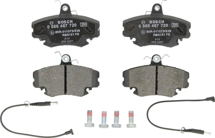 BOSCH 0 986 467 720 - Kit pastiglie freno, Freno a disco www.autoricambi360.it