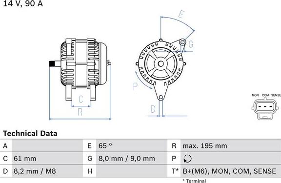 BOSCH 0 986 044 651 - Alternatore www.autoricambi360.it