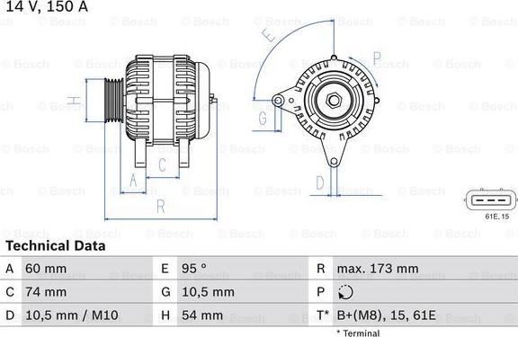 BOSCH 0 986 045 031 - Alternatore www.autoricambi360.it