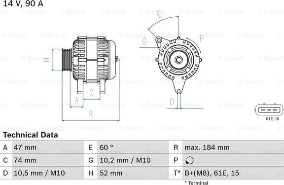BOSCH 0 986 041 190 - Alternatore www.autoricambi360.it