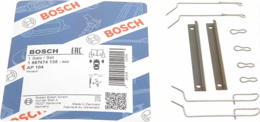 BOSCH 1 987 474 135 - Kit accessori, Pastiglia freno www.autoricambi360.it