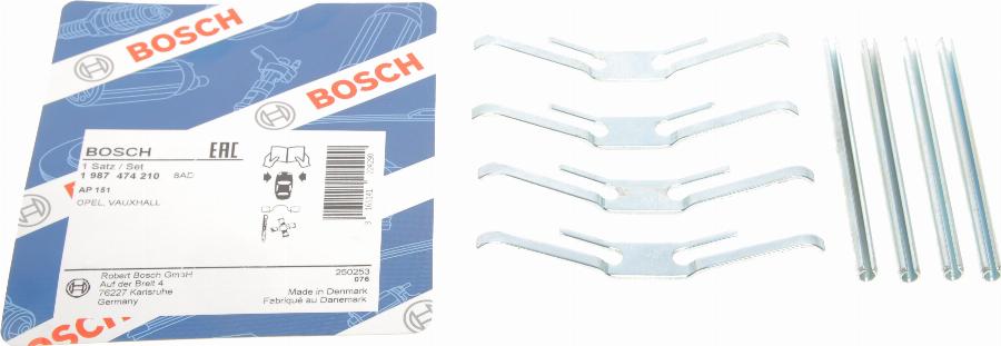 BOSCH 1 987 474 210 - Kit accessori, Pastiglia freno www.autoricambi360.it