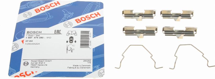 BOSCH 1 987 474 280 - Kit accessori, Pastiglia freno www.autoricambi360.it