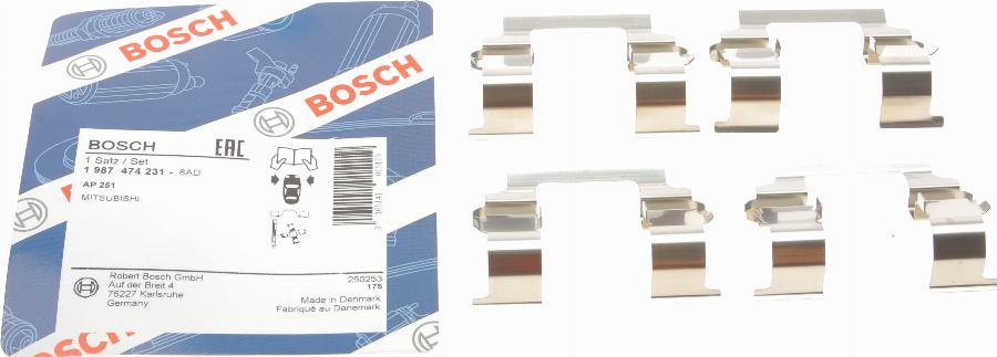 BOSCH 1 987 474 231 - Kit accessori, Pastiglia freno www.autoricambi360.it