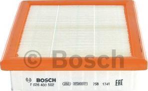 BOSCH F 026 400 502 - Filtro aria www.autoricambi360.it