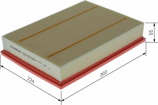 BOSCH F 026 400 099 - Filtro aria www.autoricambi360.it