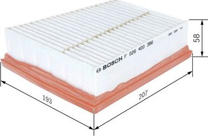 BOSCH F 026 400 386 - Filtro aria www.autoricambi360.it