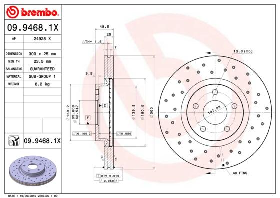 Brembo 09.9468.1X - Discofreno www.autoricambi360.it