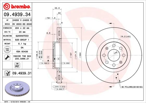 Brembo 09.4939.31 - Discofreno www.autoricambi360.it