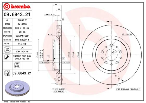 Brembo 09.6843.21 - Discofreno www.autoricambi360.it