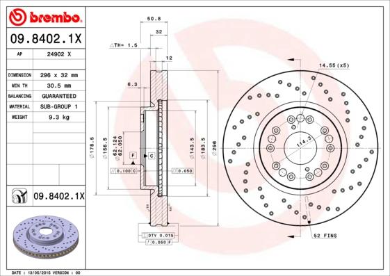 Brembo 09.8402.1X - Discofreno www.autoricambi360.it