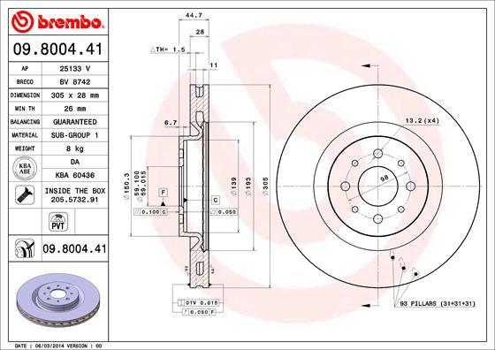 Brembo 09.8004.41 - Discofreno www.autoricambi360.it