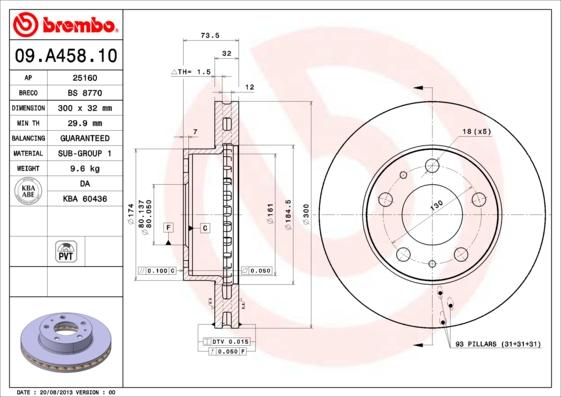 Brembo 09.A458.10 - Discofreno www.autoricambi360.it