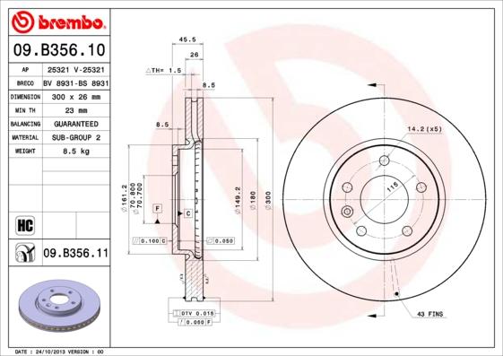 Brembo 09.B356.11 - Discofreno www.autoricambi360.it