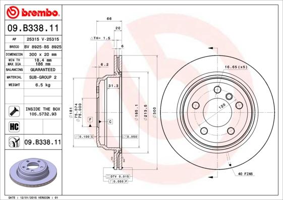 Brembo 09.B338.11 - Discofreno www.autoricambi360.it
