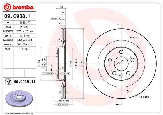 Brembo 09.C938.11 - Discofreno www.autoricambi360.it