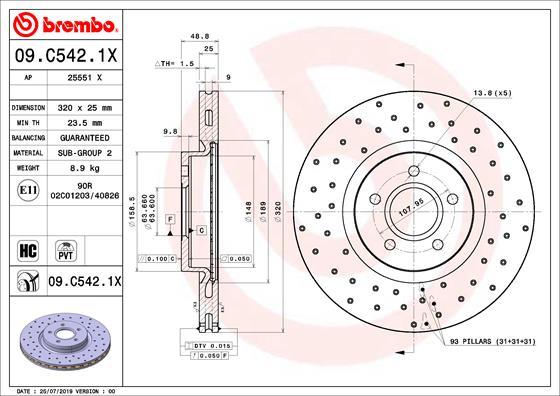 Brembo 09.C542.1X - Discofreno www.autoricambi360.it