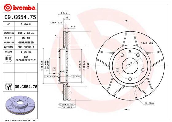 Brembo 09.C654.75 - Discofreno www.autoricambi360.it