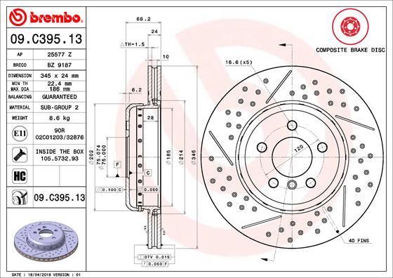 Brembo 09.C395.13 - Discofreno www.autoricambi360.it