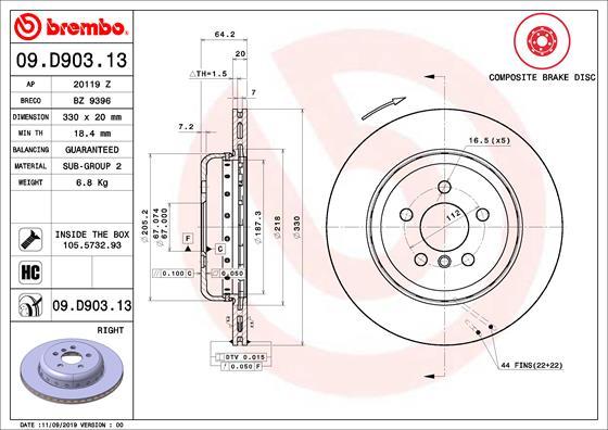 Brembo 09.D903.13 - Discofreno www.autoricambi360.it