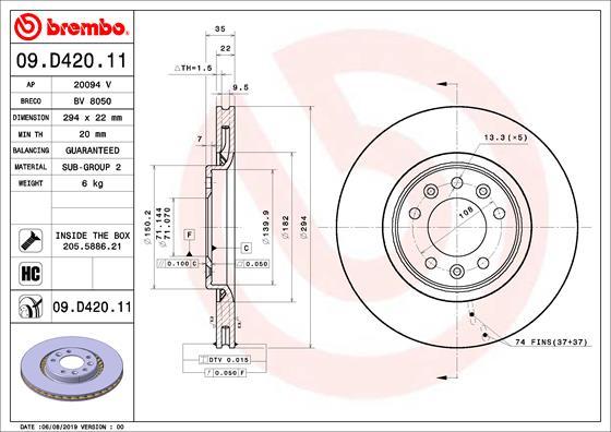 Brembo 09.D420.11 - Discofreno www.autoricambi360.it