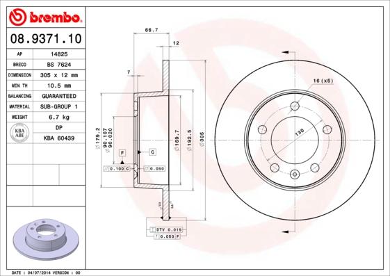 Brembo 08.9371.10 - Discofreno www.autoricambi360.it