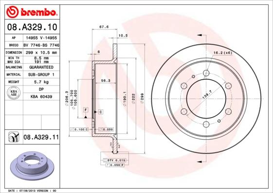 Brembo 08.A329.11 - Discofreno www.autoricambi360.it