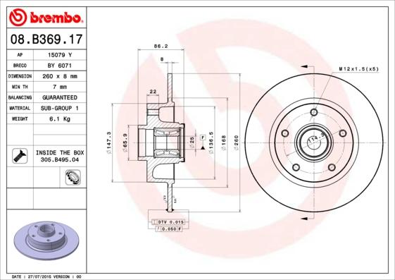 Brembo 08.B369.17 - Discofreno www.autoricambi360.it
