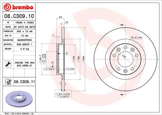 Brembo 08.C309.10 - Discofreno www.autoricambi360.it
