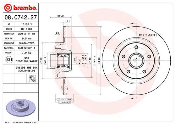 Brembo 08.C742.27 - Discofreno www.autoricambi360.it